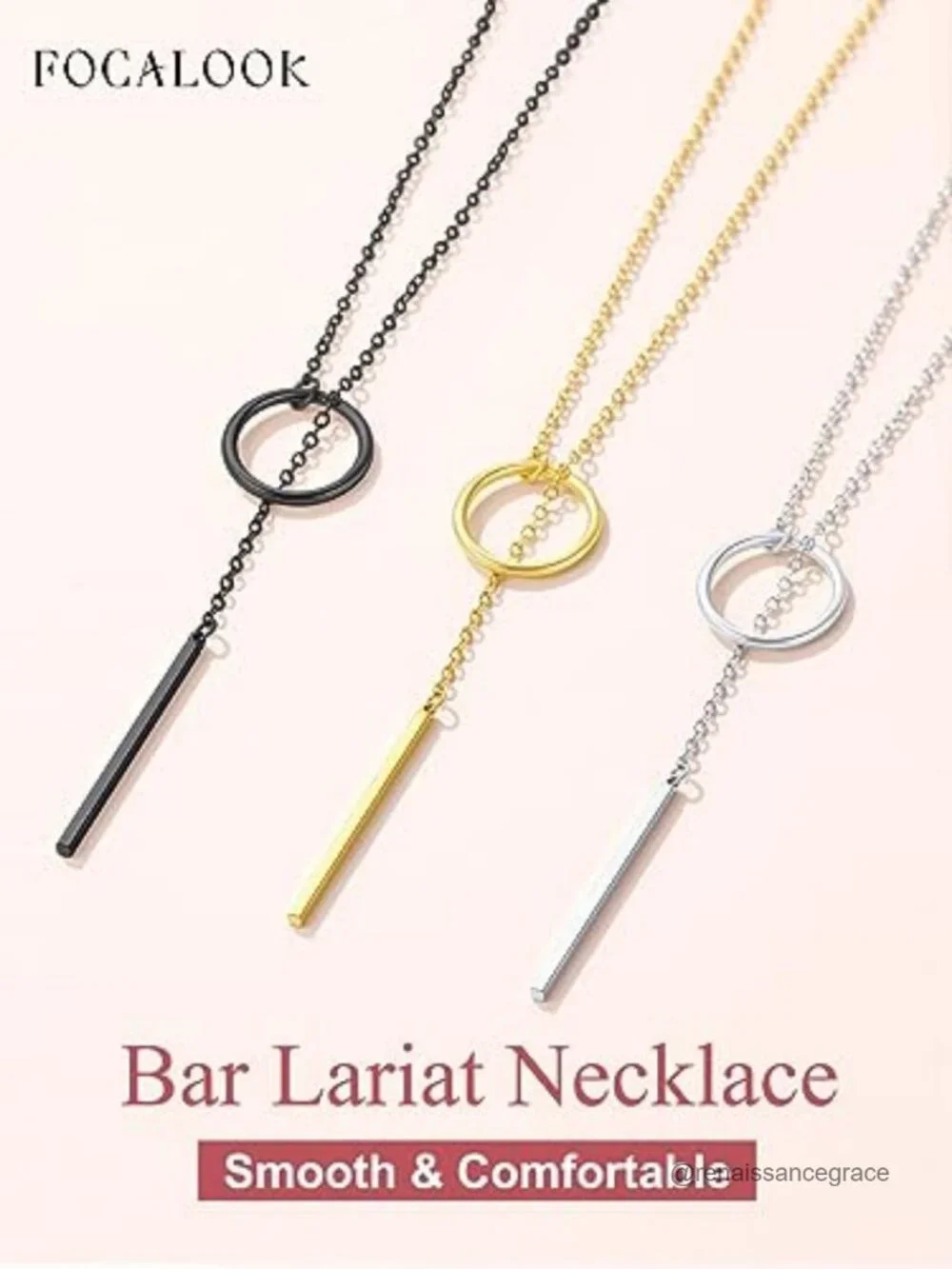 14K Gold Plated Lariat Y-Necklace Long Bar Pendant Necklace
